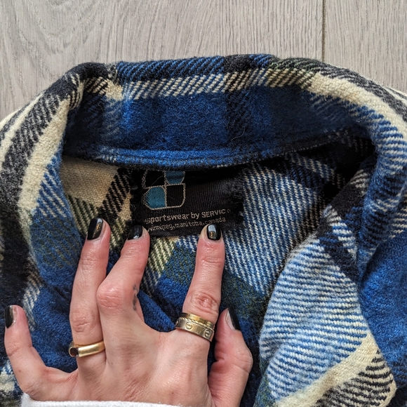 BLUE VINTAGE 80s FLANNEL - Picture 3 of 3